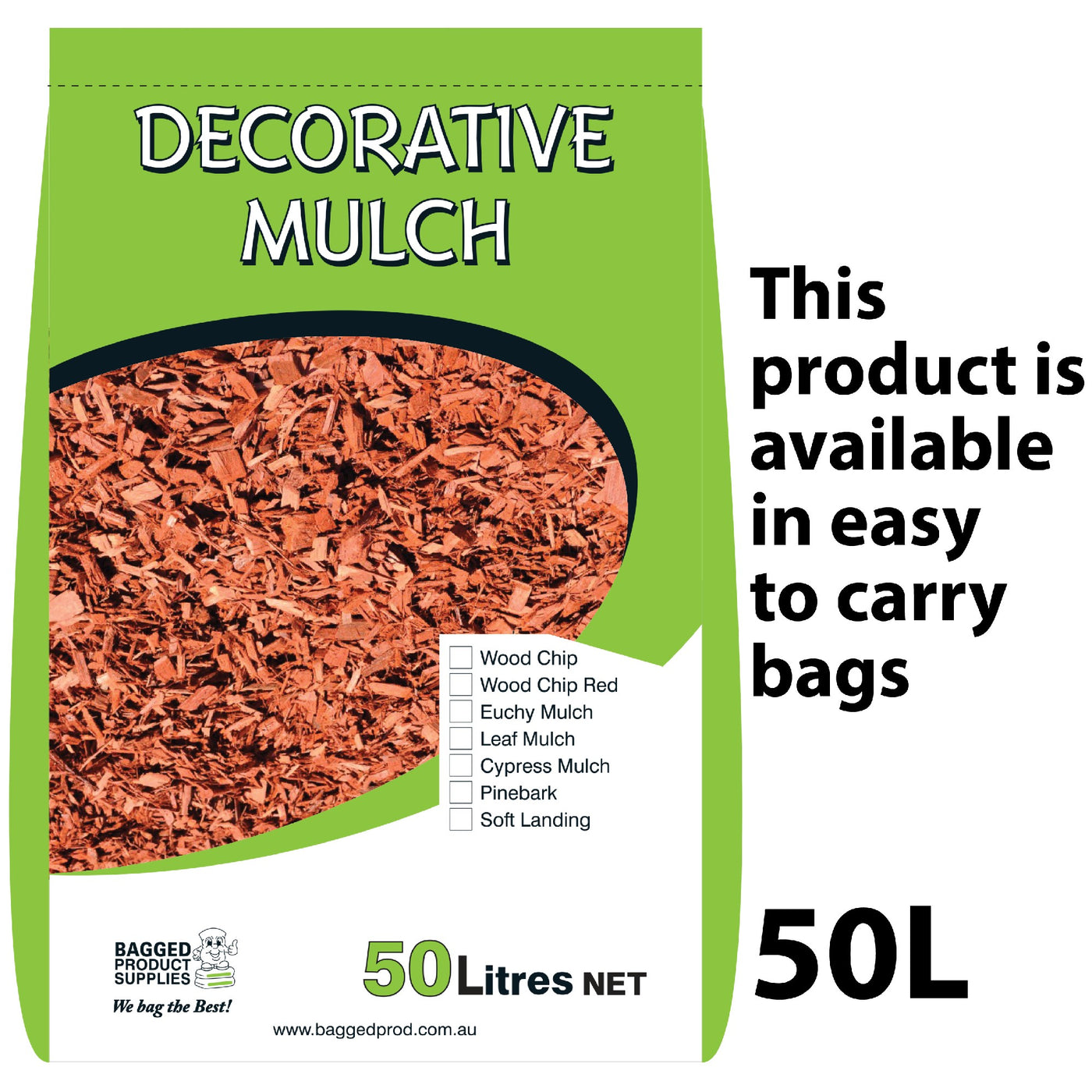 MULCH WOOD CHIP RED 50LTR