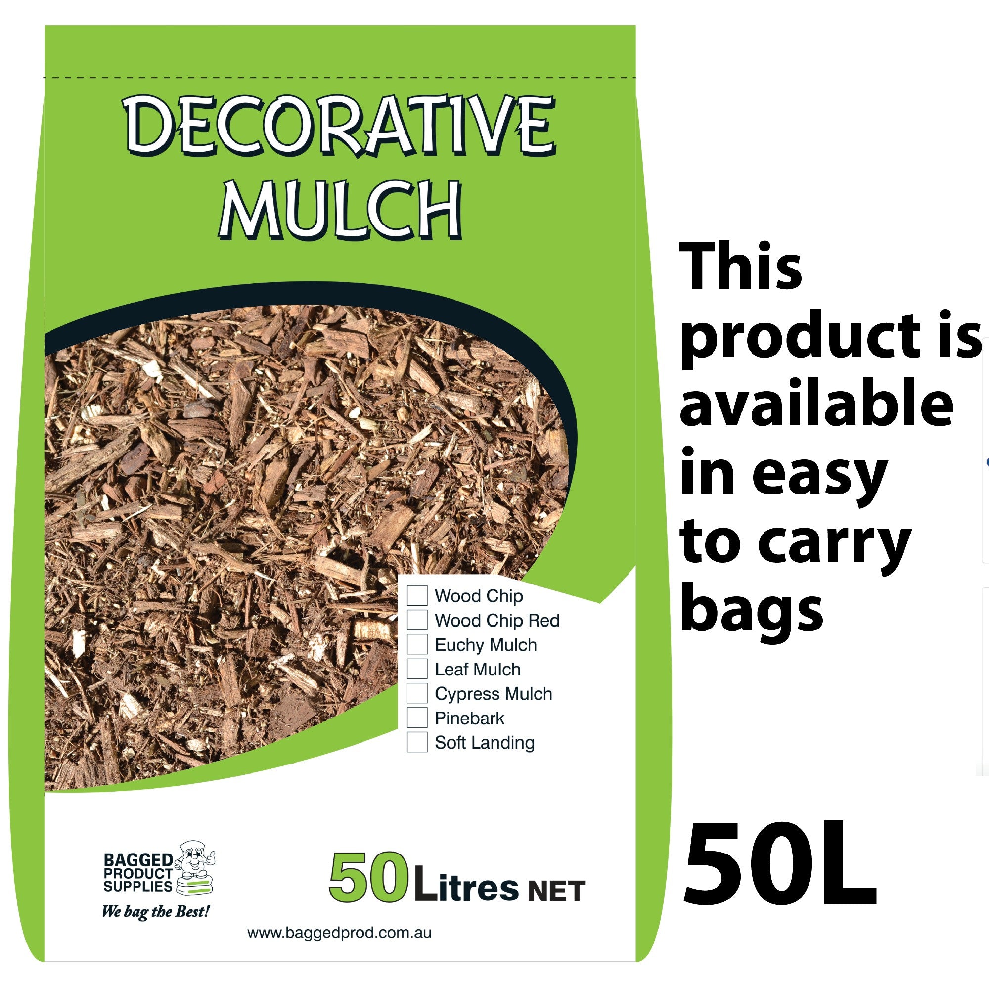 Pine Bark Mulch 15mm 50L bag front