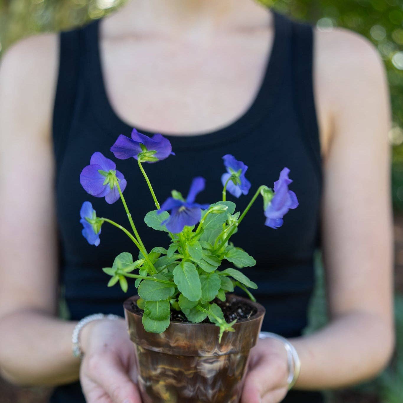Recycled Plastic Pot Plant — Eco Gift, Australian Made: Chocolate / With Drainage Hole / Single
