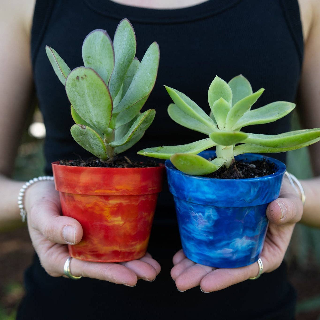 Recycled Plastic Pot Plant — Eco Gift, Australian Made: Chocolate / With Drainage Hole / Single