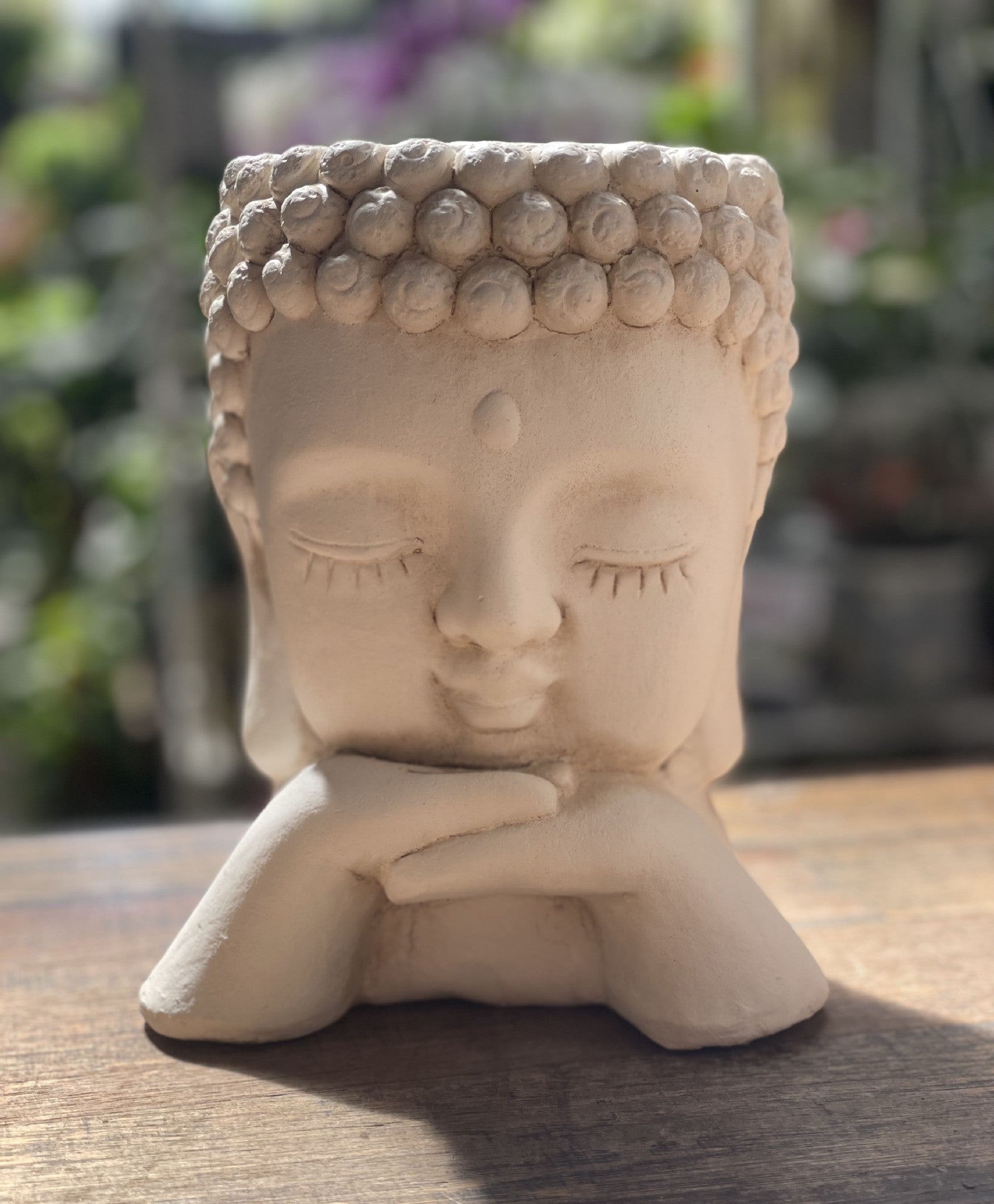 Buddha Cream Planter ceramic planter front view