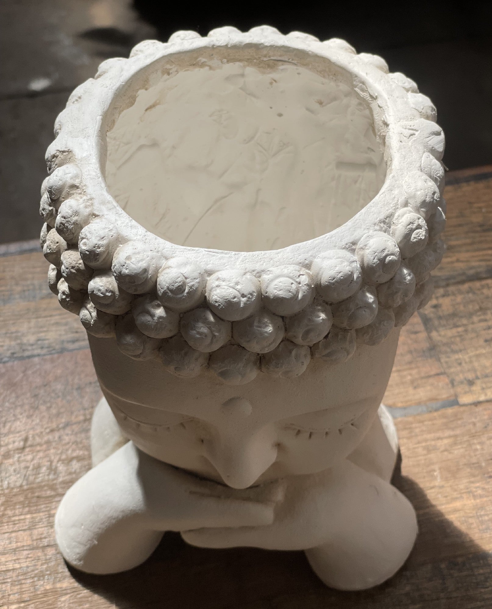 Buddha Cream Planter side profile or detail view