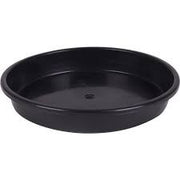 Plastic Saucer -- Black on white background