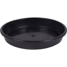 Plastic Saucer -- Black on white background