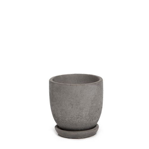 Cement Tulip Pot with Saucer front view