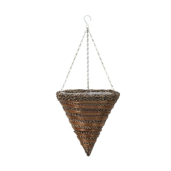 Sisal & Fern Hanging Cone 35cm hanging planter front view