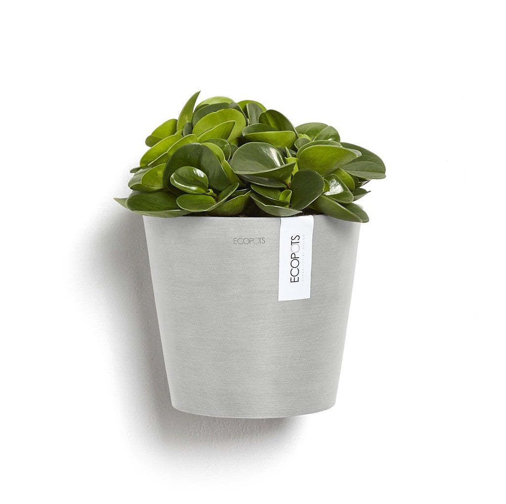 Ecopots Amsterdam Wall Pot 17cm -- Blue Grey recycled plastic pot front view