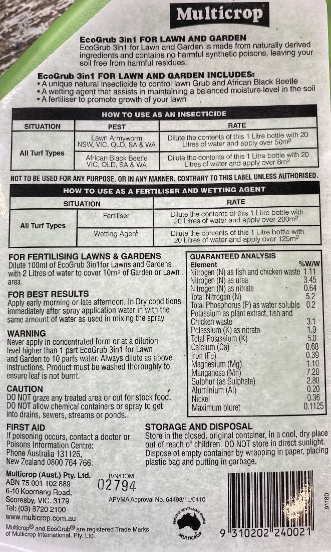 Multicrop EcoGrub back label