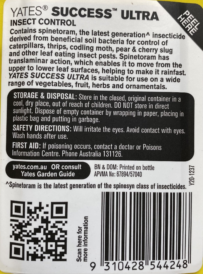 Success Ultra Insecticide back label