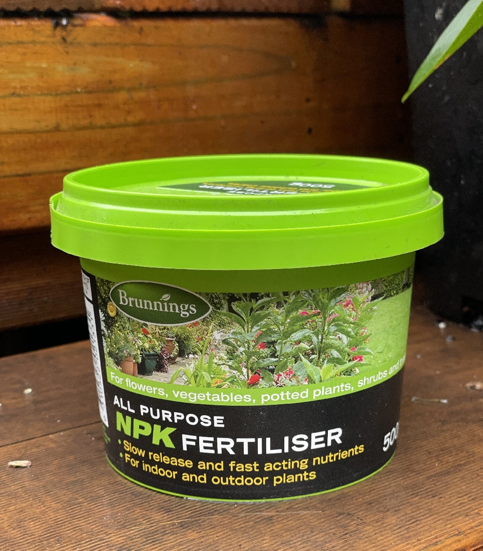 Brunnings All Purpose NPK Fertiliser back label