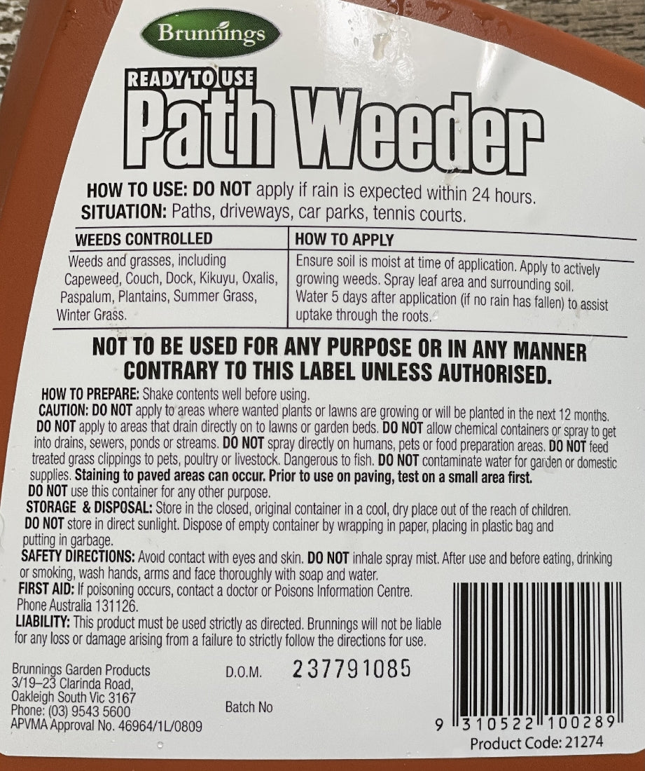 Pathweeder RTU back label