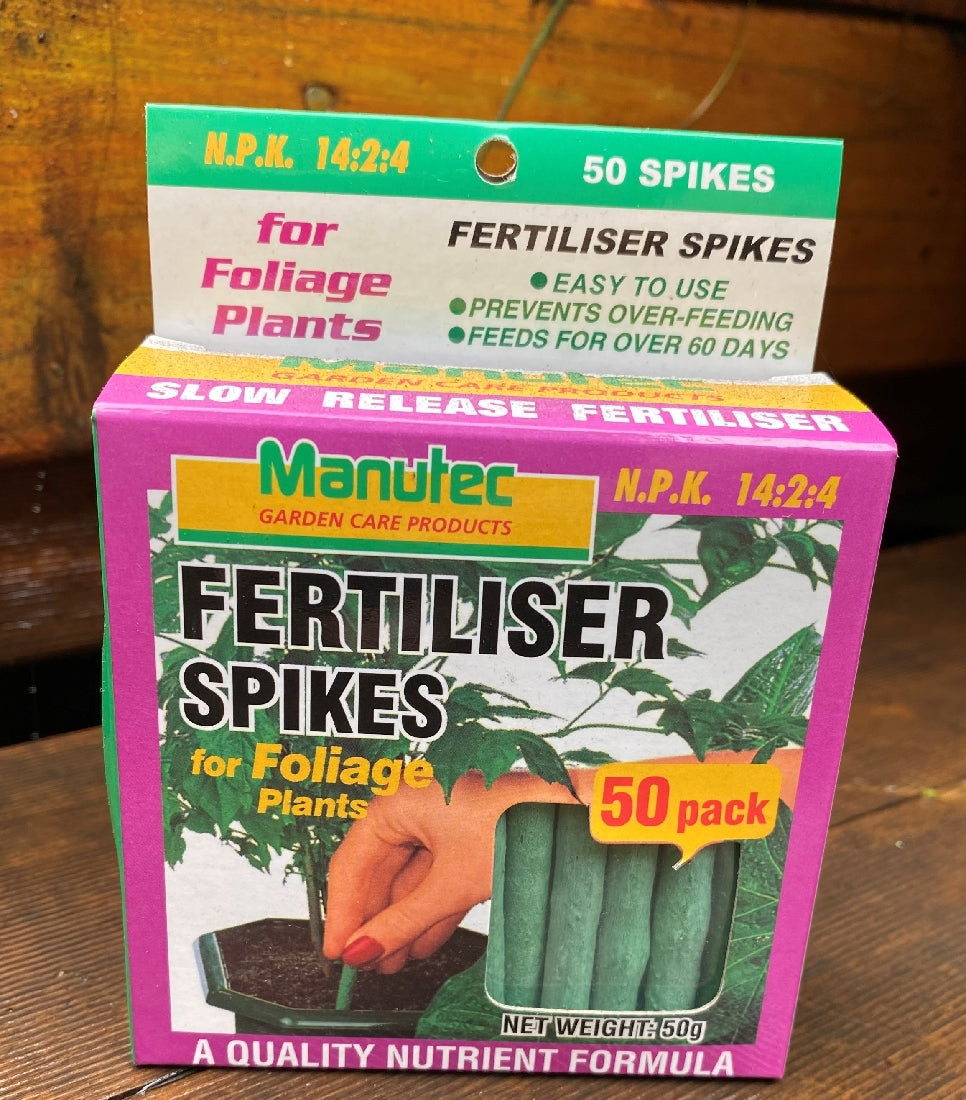 Manutec Plant Food Spike Non Flower 50 Pack front packaging