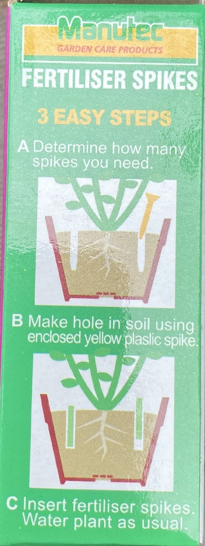Manutec Plant Food Spike Non Flower back label