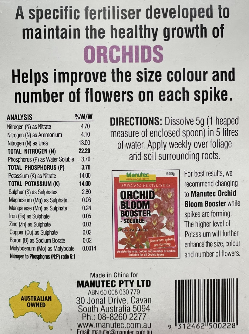 Manutec Orchid Food back label