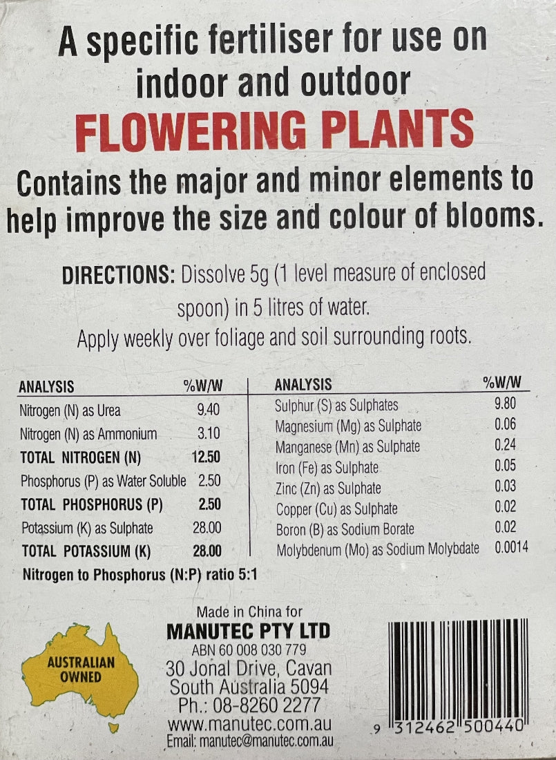 Manutec Bloom Booster back label