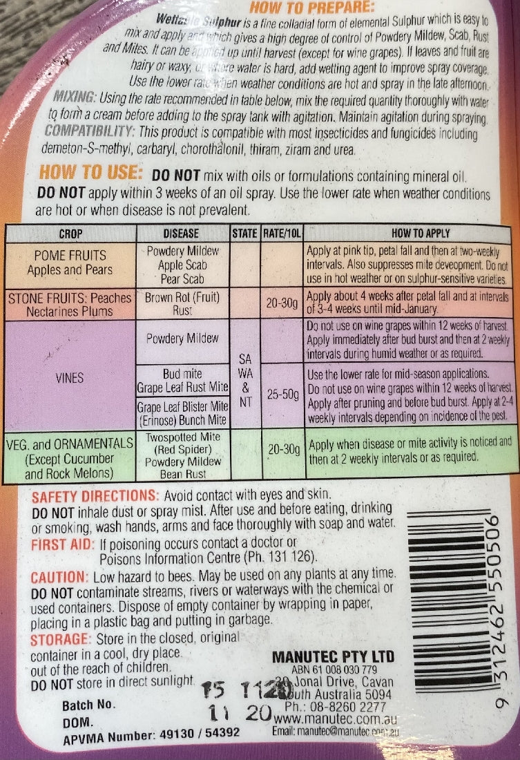 WETTABLE SULPHUR 400G