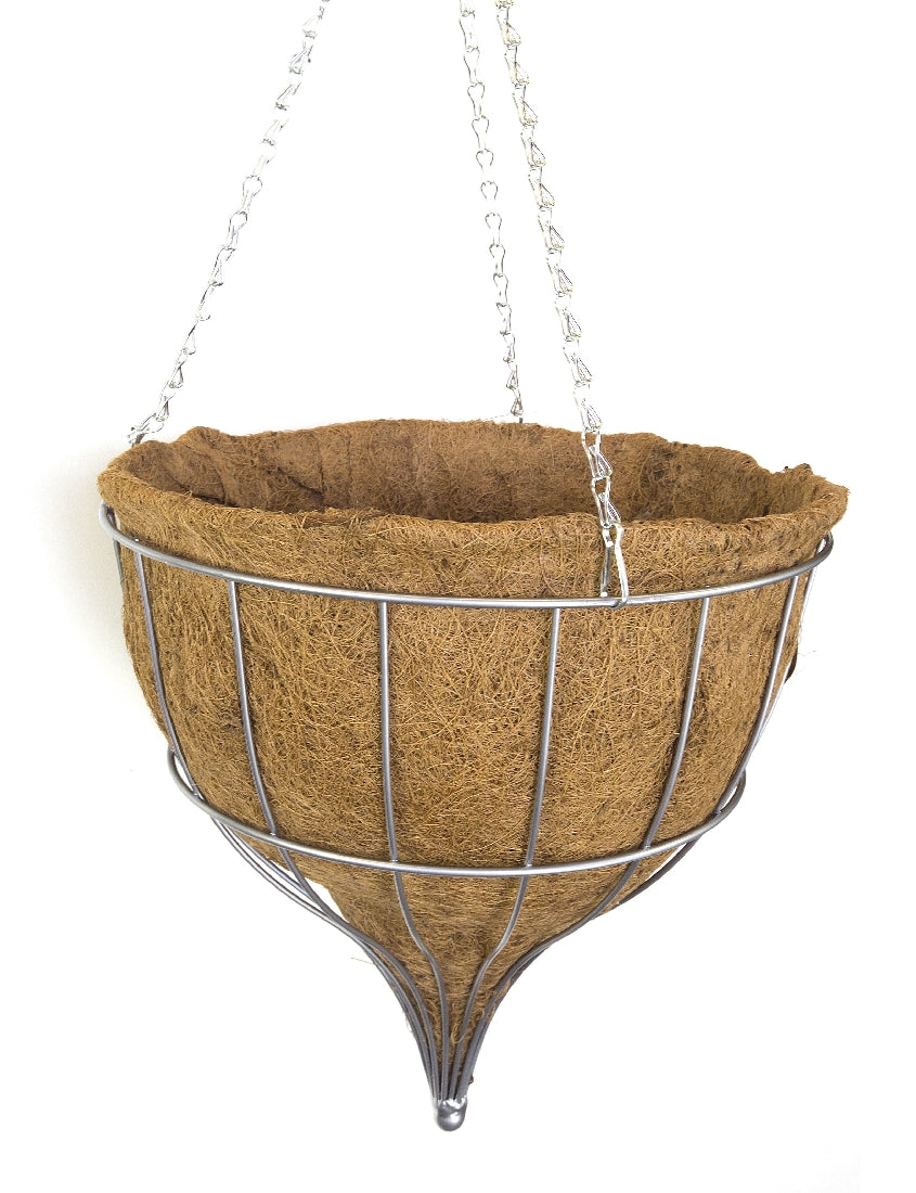 Traditional Teardrop Hanging Basket & Liner 30cm front view