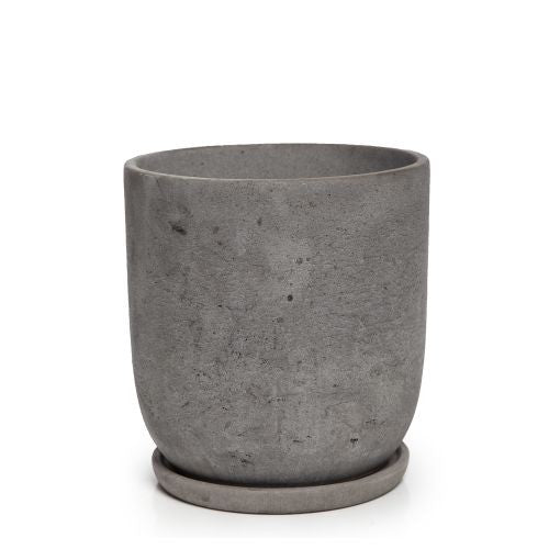 Cement Tulip Pot with Saucer detail view