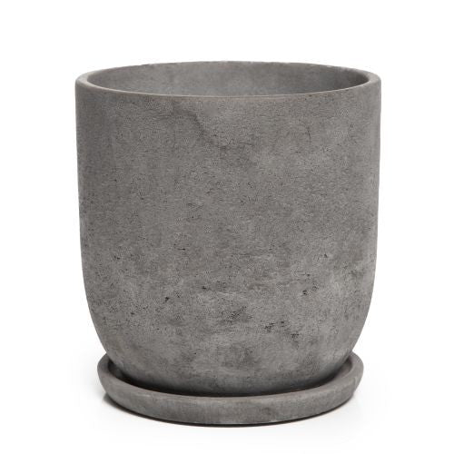 Cement Tulip Pot with Saucer detail view