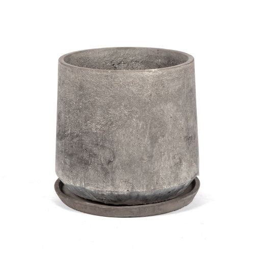 Reverse Taper Cement Pot with Saucer detail view