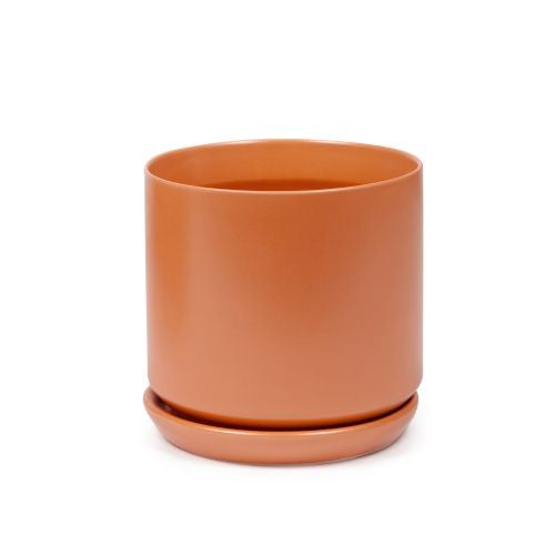 Cylinder Pot with Saucer 15cm front view