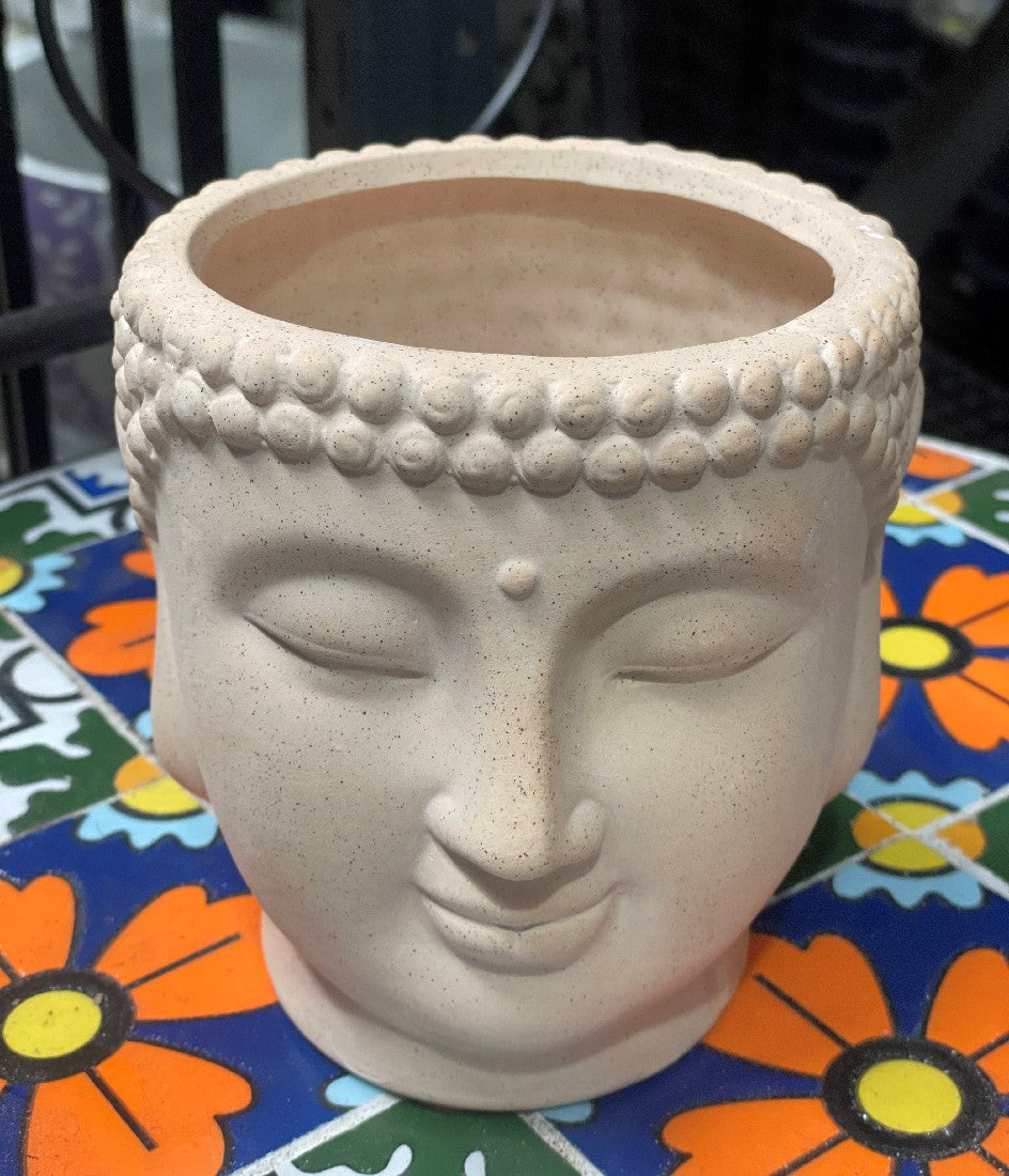 Buddha Head Planter 12.5cm ceramic planter front view