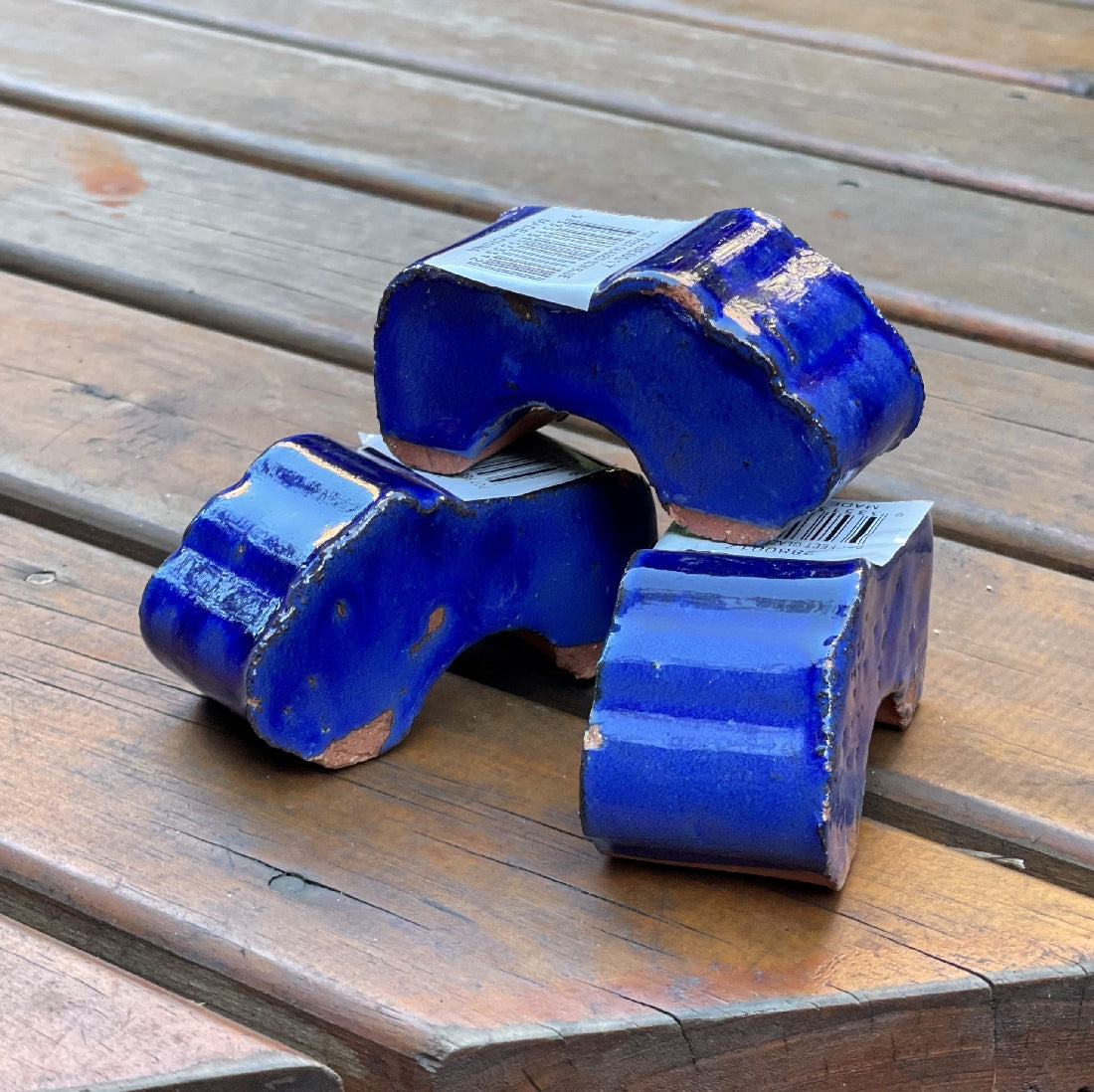 POT FEET GLAZED 8CM BLUE