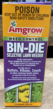 Bin-Die Bindii & Broadleaf Weed Killer 100ml front packaging