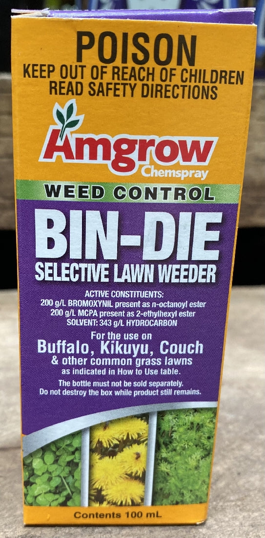 Bin-Die Bindii & Broadleaf Weed Killer 100ml front packaging
