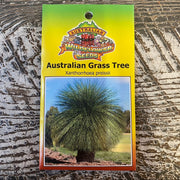 Australian Wildflower Grass Tree seed packet on white background