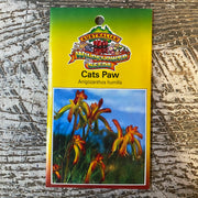 Australian Wildflower Cat's Paw seed packet on white background