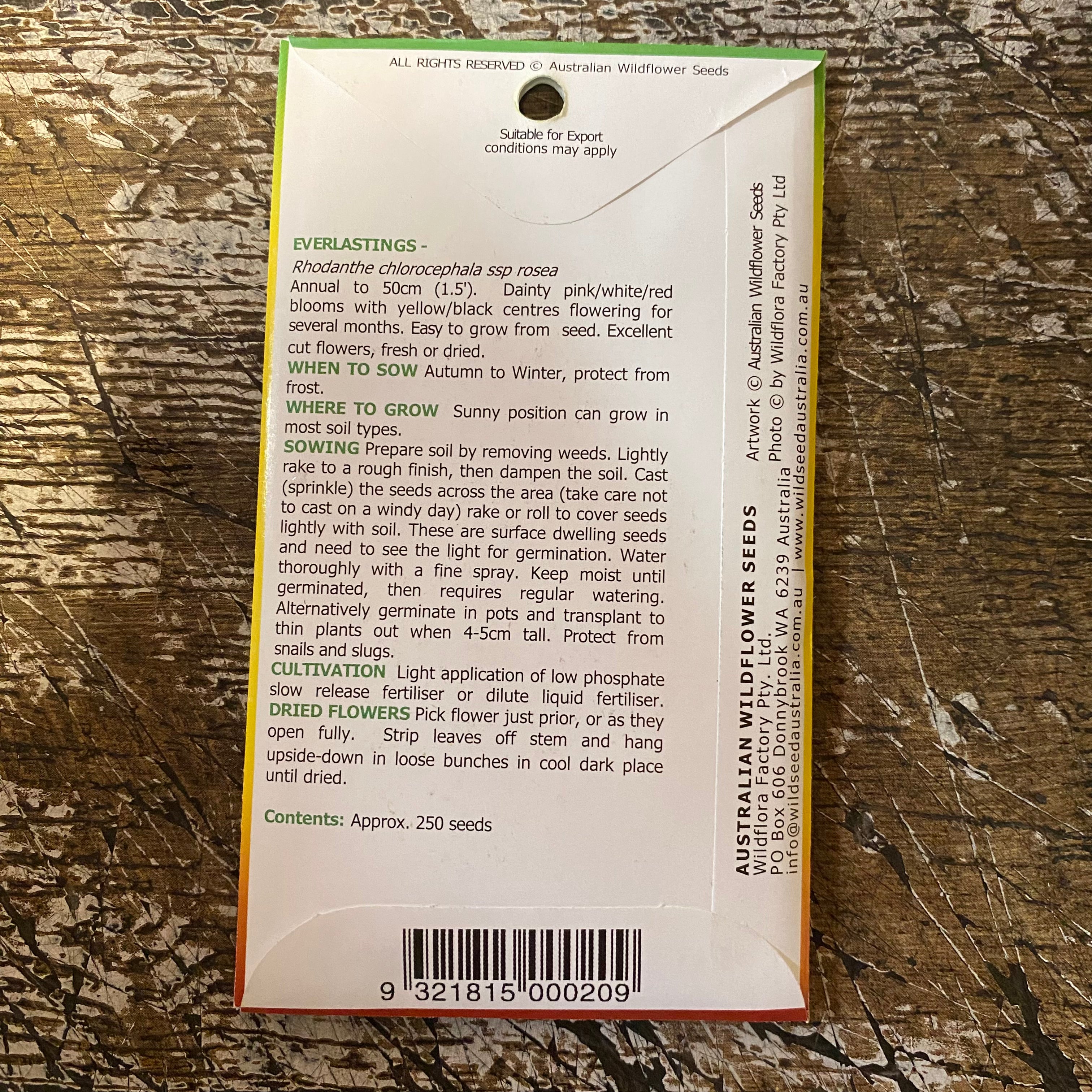 AUST WILDFLOWER SEED everlastings