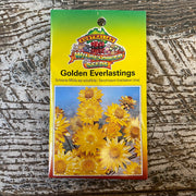 Australian Wildflower Golden Everlastings seed packet on white background