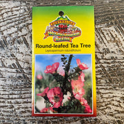 Australian Wildflower Round-Leafed Tea Tree seed packet on white background