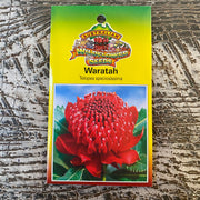 Australian Wildflower Waratah seed packet on white background