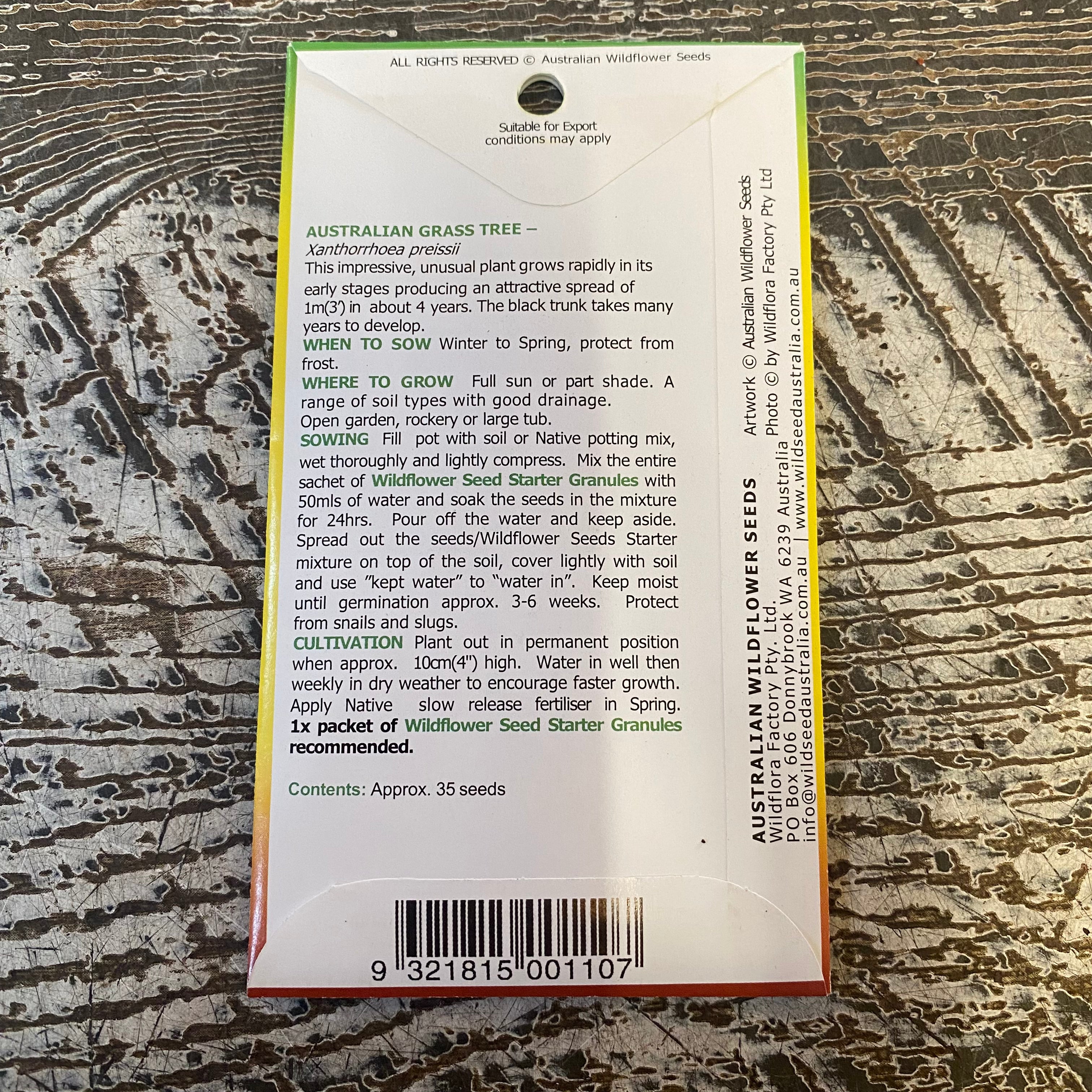 AUST WILDFLOWER SEED aust grass tree