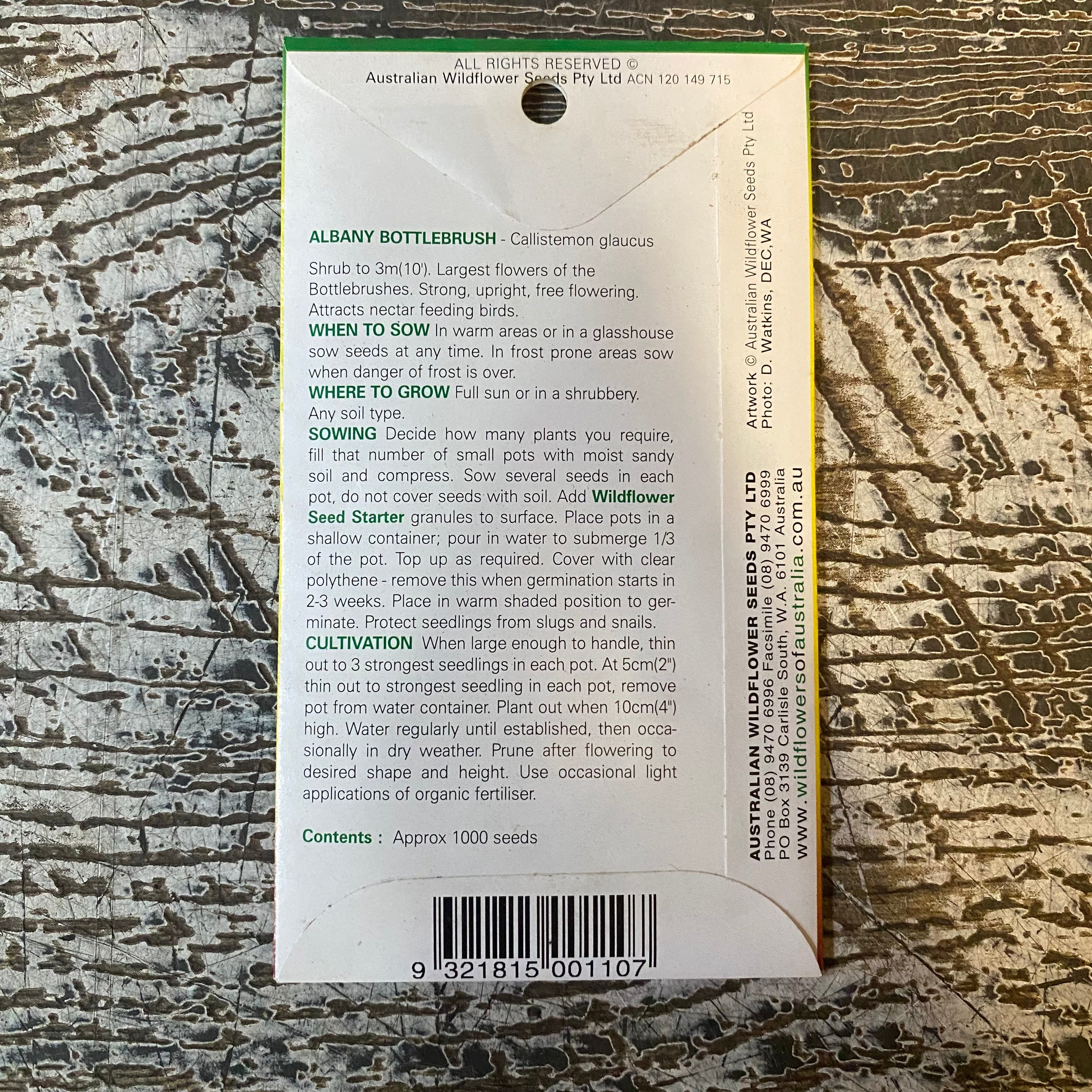 AUST WILDFLOWER SEED albany bottlebrush