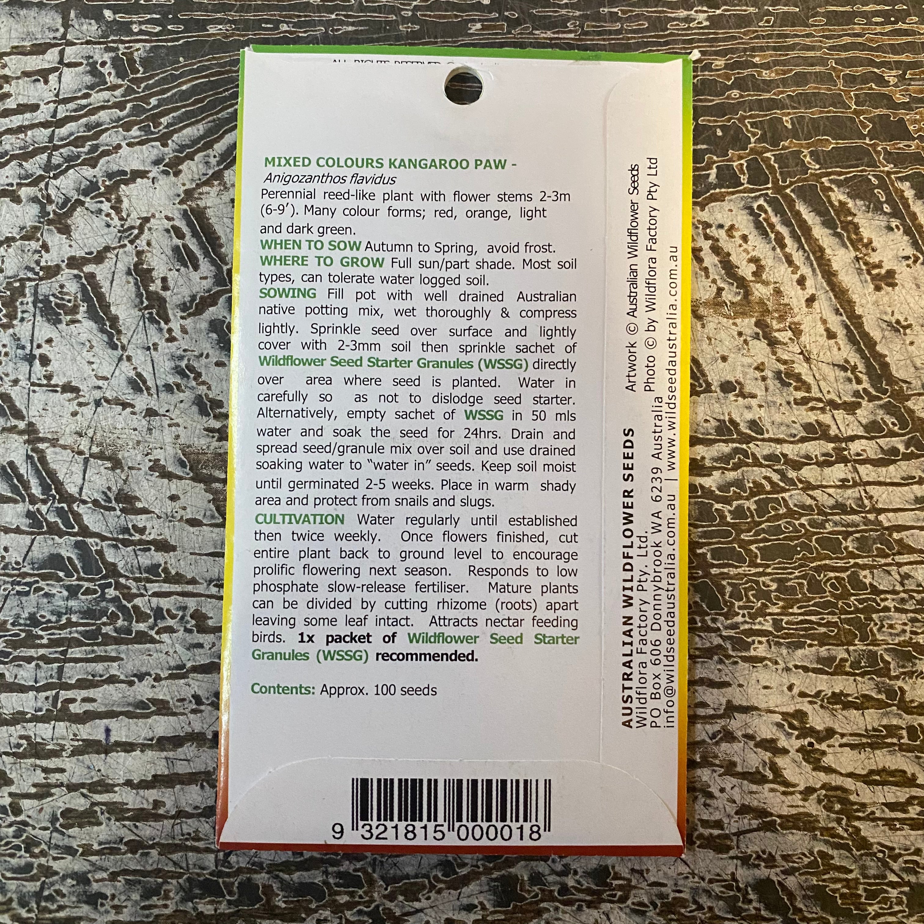 AUST WILDFLOWER SEED mixed colours kangaroo paw